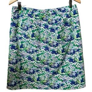Talbots A-line Skirt Biscayne Blue and Green Floral Size 6